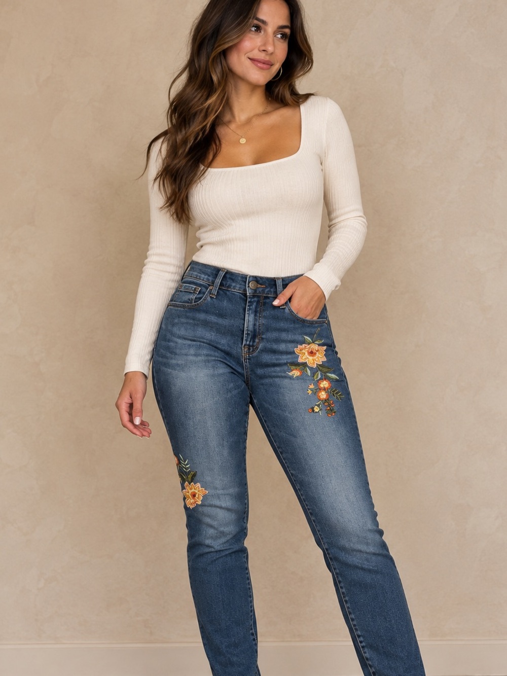 Floral Blue Jeans
